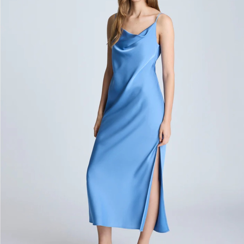 COWL NECK SIDE SLIT MAXI SLIP DRESS